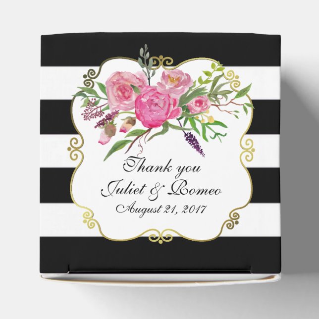 Peonies and Stripes Wedding Favor Gift Box (Top)