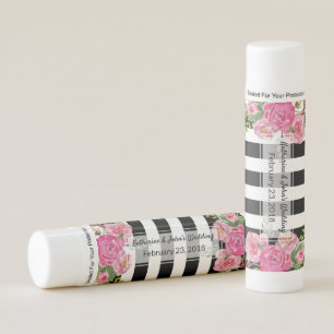 Peonies and Stripes Wedding Favor Lip Balm