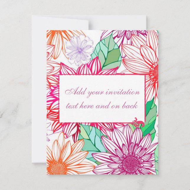 Peonies and Wildflowers Invitation (Front)