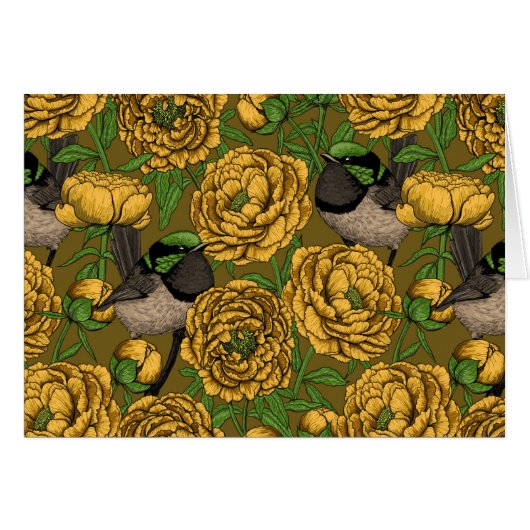 Peonies and wrens (Front Horizontal)