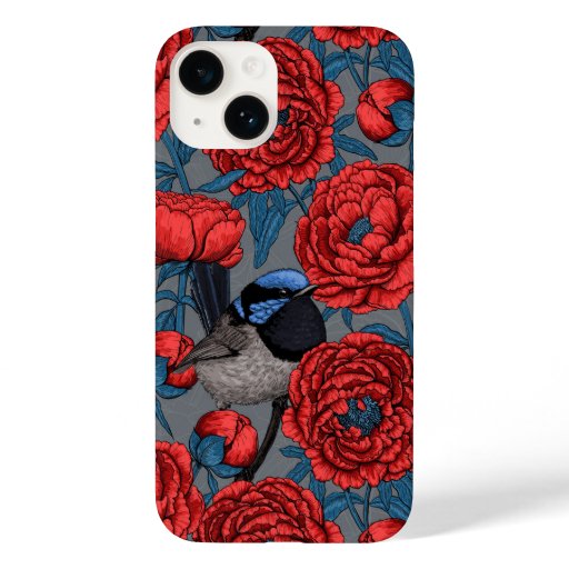 Peonies and wrens Case-Mate iPhone 14 case