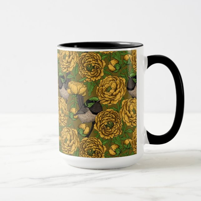 Peonies and wrens mug (Right)