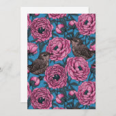 Peonies and wrens on blue (Front/Back)