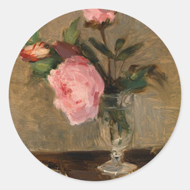 Peonies Berthe Morisot Fine Art Classic Round Sticker (Front)