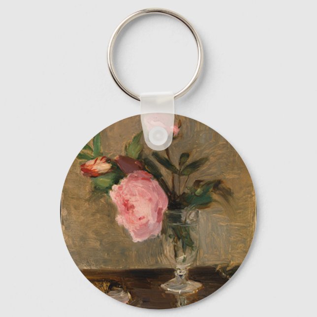 Peonies Berthe Morisot Fine Art Keychain (Front)