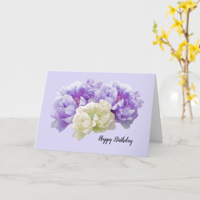 Peonies Birthday Card (Yellow Flower)