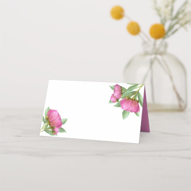 Peonies Blank Place Cards (Front)