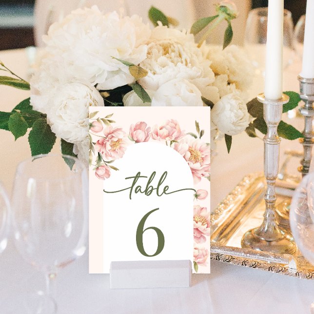 Peonies blossom floral wedding table numbers (Creator Uploaded)