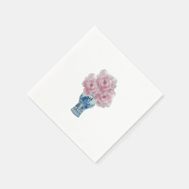 Peonies Blue and White Ginger Jar Napkins (Corner)