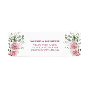 Peonies Bouquet Wedding Return Address Label