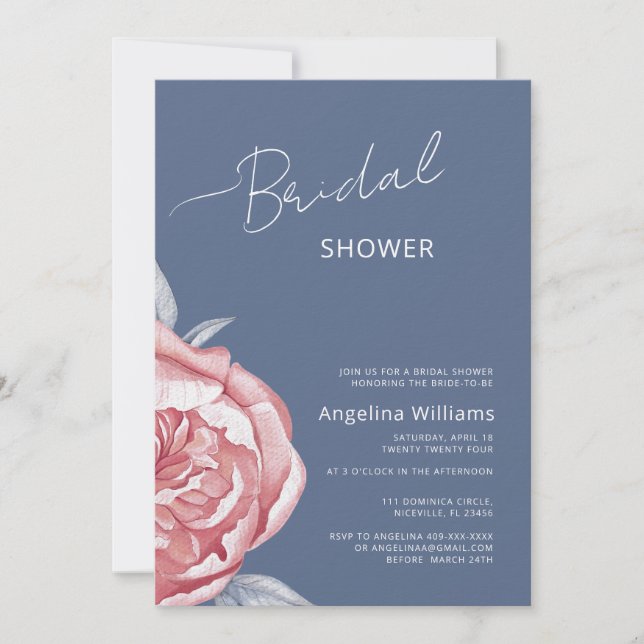Peonies Bridal Shower Invitation  (Front)