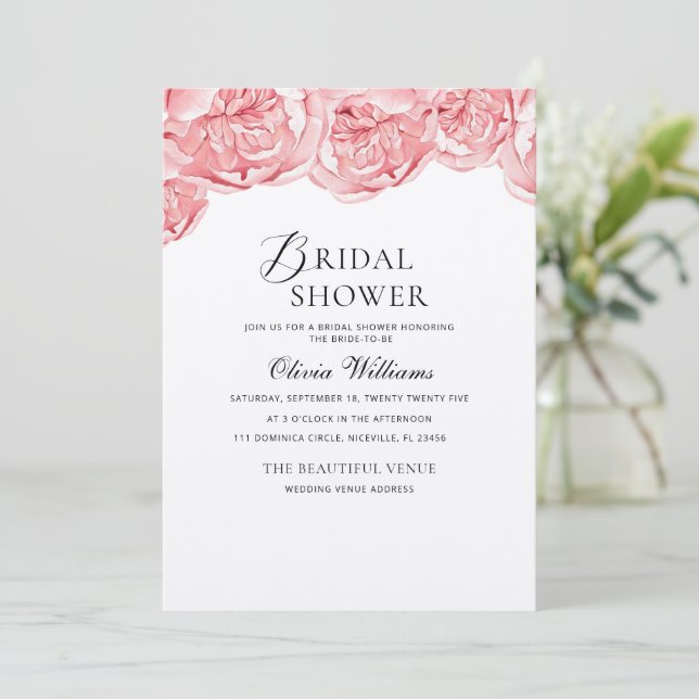 Peonies Bridal Shower Invitation  (Standing Front)
