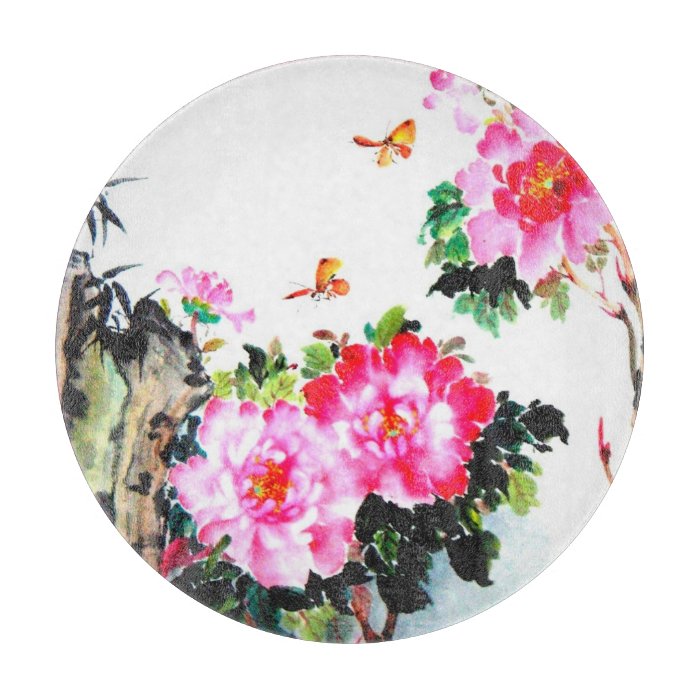 Peonies & Butterflies Chinese Watercolor Painting