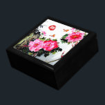 Peonies&Butterflies/Double Happiness Wedding Gift Keepsake Box<br><div class="desc">A perfect gift for weddings/anniversaries. The stamp in red can be removed if you so choose.  This Original Chinese Brush Painting features two butterflies frolicking in the blooming peony blossoms. And the stamp in red means " Double Happiness ",  a symbol you can see in every Chinese Wedding.</div>