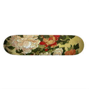 Peonies & Butterflies Hokusai Japanese Fine Art Skateboard Deck