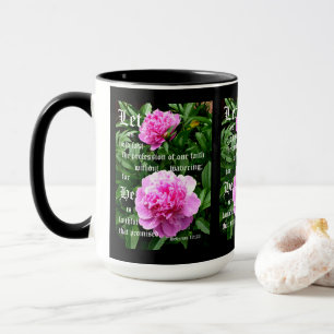 Peonies by Pearl with Hebrews 10:23 Mug