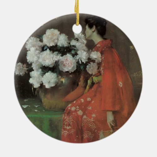 Peonies by William Merritt Chase Vintage Fine Art Ceramic Ornament