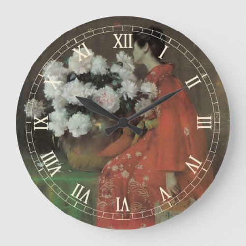 Peonies by William Merritt Chase Vintage Fine Art Large Clock