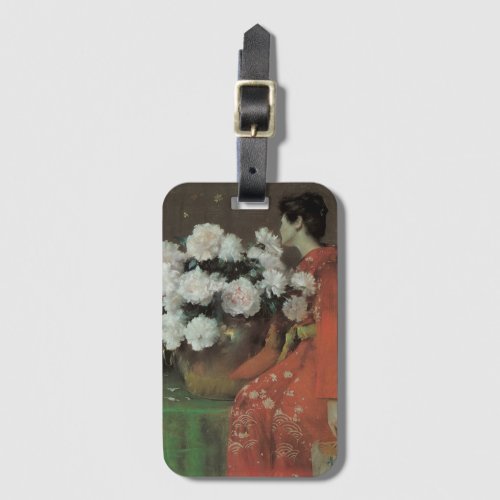 Peonies by William Merritt Chase Vintage Fine Art Luggage Tag