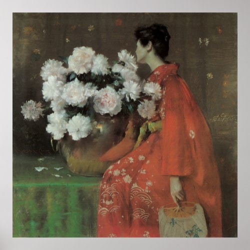 Peonies by William Merritt Chase Vintage Fine Art Poster