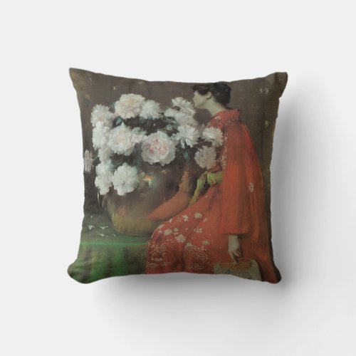 Peonies by William Merritt Chase Vintage Fine Art Throw Pillow