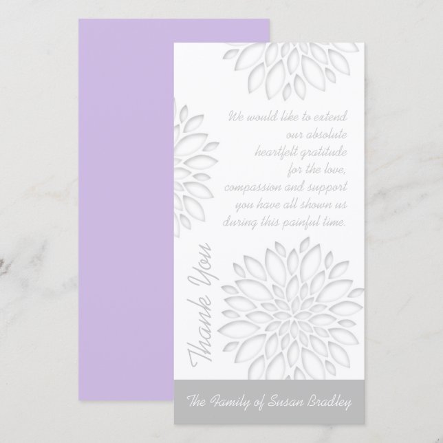 Peonies Digital Paper Cut-Out 3 Sympathy Thank You (Front/Back)