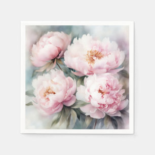 Peonies Dreams Flowers Watercolor Napkins