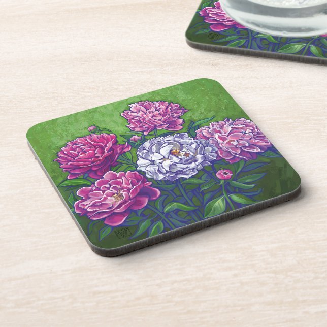 Peonies Drink Coaster (Left Side)
