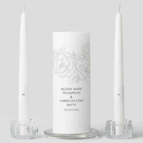  Peonies elegant flower corner Square Unity Candle Set