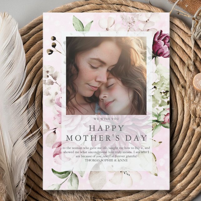 Peonies elegant photo mother's day holiday card (Creator Uploaded)