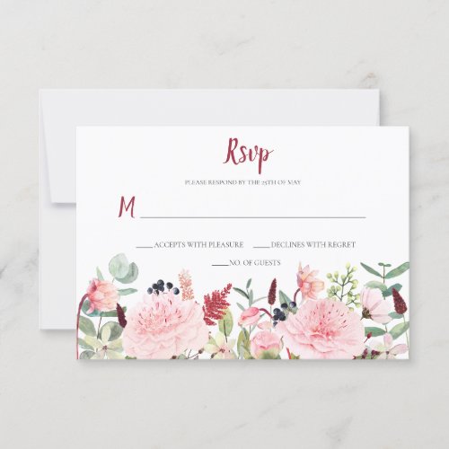 Peonies Eucalyptus Ferns Twigs Berries RSVP Card