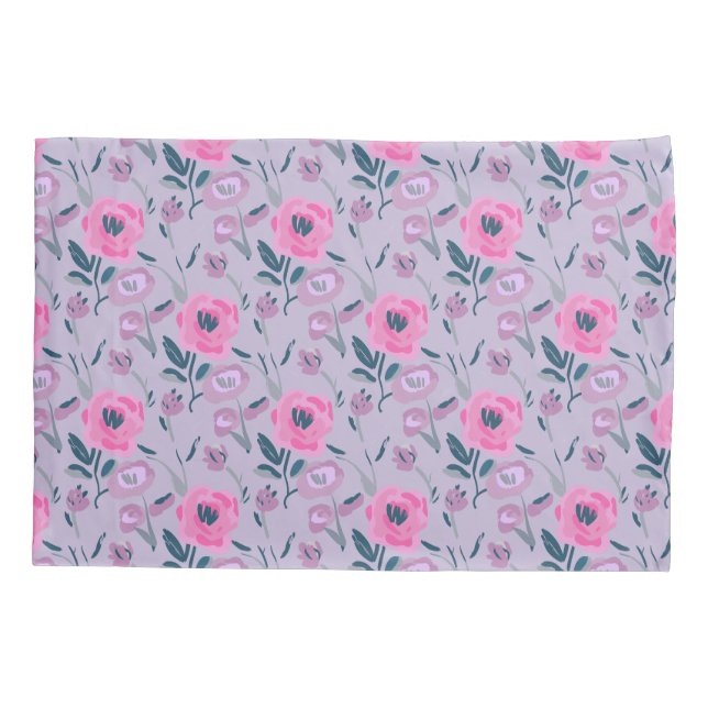 Peonies Field Pattern Pillow Case (Back)