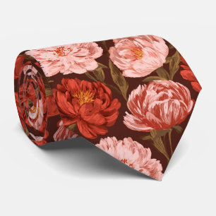 Peonies Floral Best Man Fancy Wedding Neck Tie