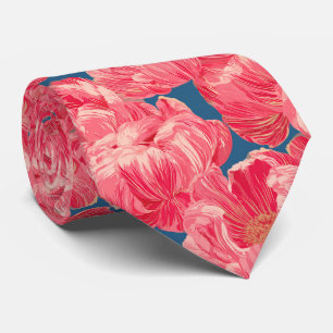 Peonies Floral Boyfriend Greenery Wedding Neck Tie