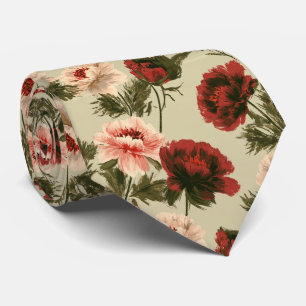 Peonies Floral Bride Father Summer Wedding Neck Tie