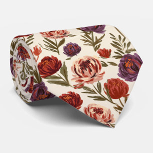 Peonies Floral Groomsman Classic Wedding Neck Tie