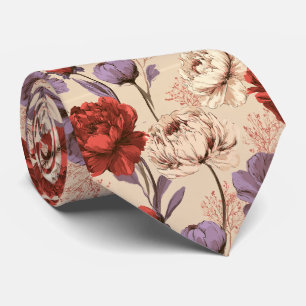 Peonies Floral Groomsmen Countryside Wedding Neck Tie