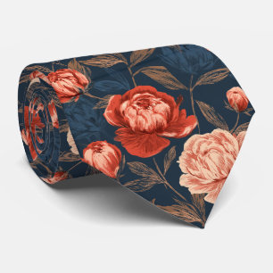 Peonies Floral Husband Unique Wedding Neck Tie