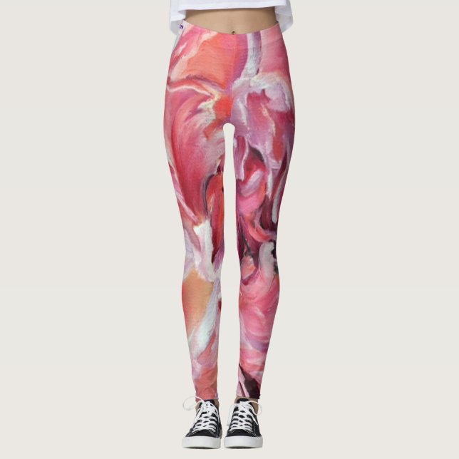 Peonies Floral Leggings (Front)