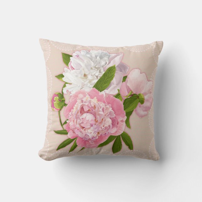 Peonies floral pillow (Front)