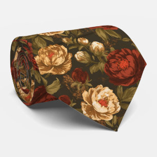 Peonies Flower Bride Father Boho Wedding Neck Tie