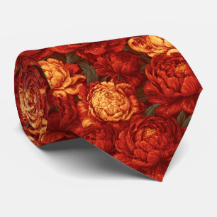 Peonies Flower Groomsmen Budget Wedding Neck Tie
