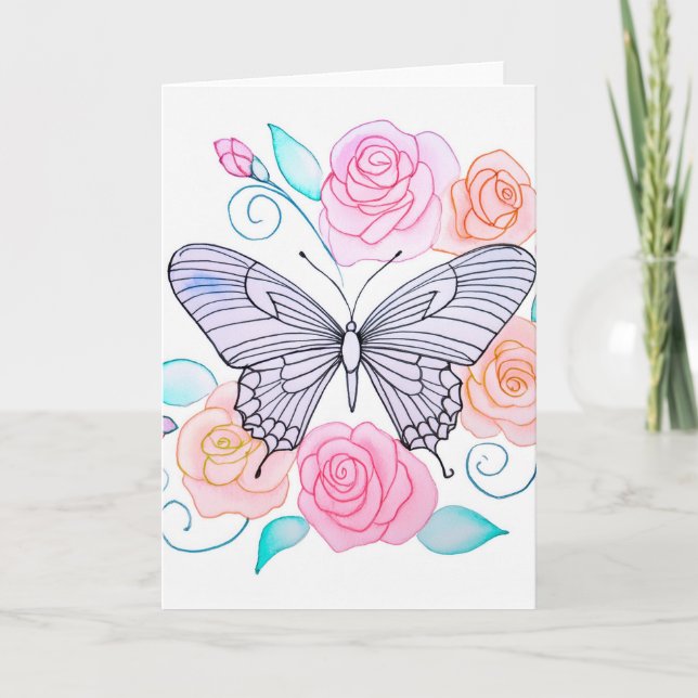 Peonies Flowers Announcement (Front)