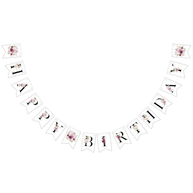 Peonies Flowers Happy Birthday Banner (All)