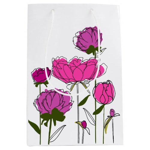 Peonies Gift Bag White