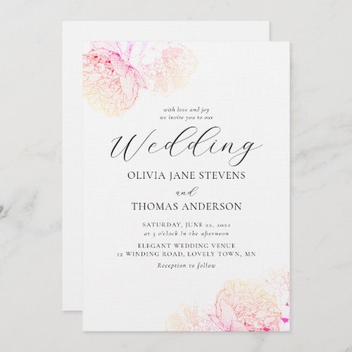 Peonies Gold Elegant Modern Classic Floral Wedding Invitation