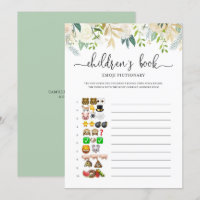 Peonies Gold Emoji Pictionary Baby Shower Game