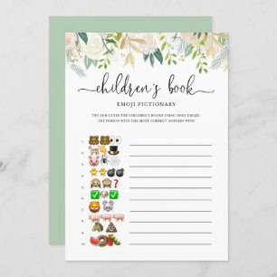 Peonies Gold Emoji Pictionary Baby Shower Game Invitation