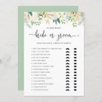 Peonies Gold Glitter Bride or Groom Shower Game