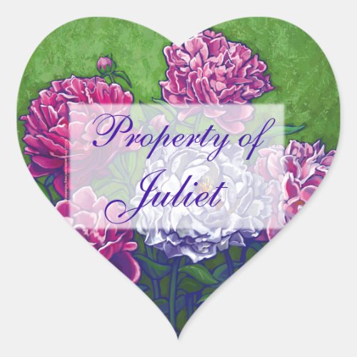 Peonies Heart Book Stickers